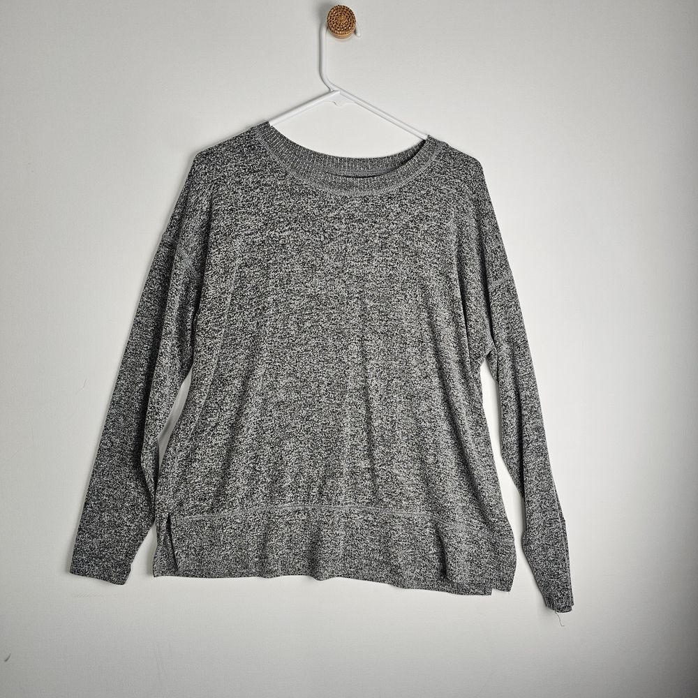 Lucky Brand‎ Sweater Womens Medium Heather Gray Knit Long Sleeve Pullover